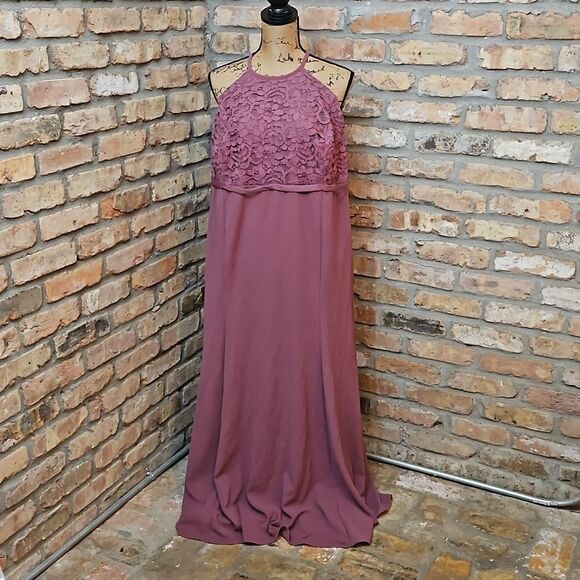 David's Bridal Mauve halter style maxi gown size 24 - Picture 1 of 13